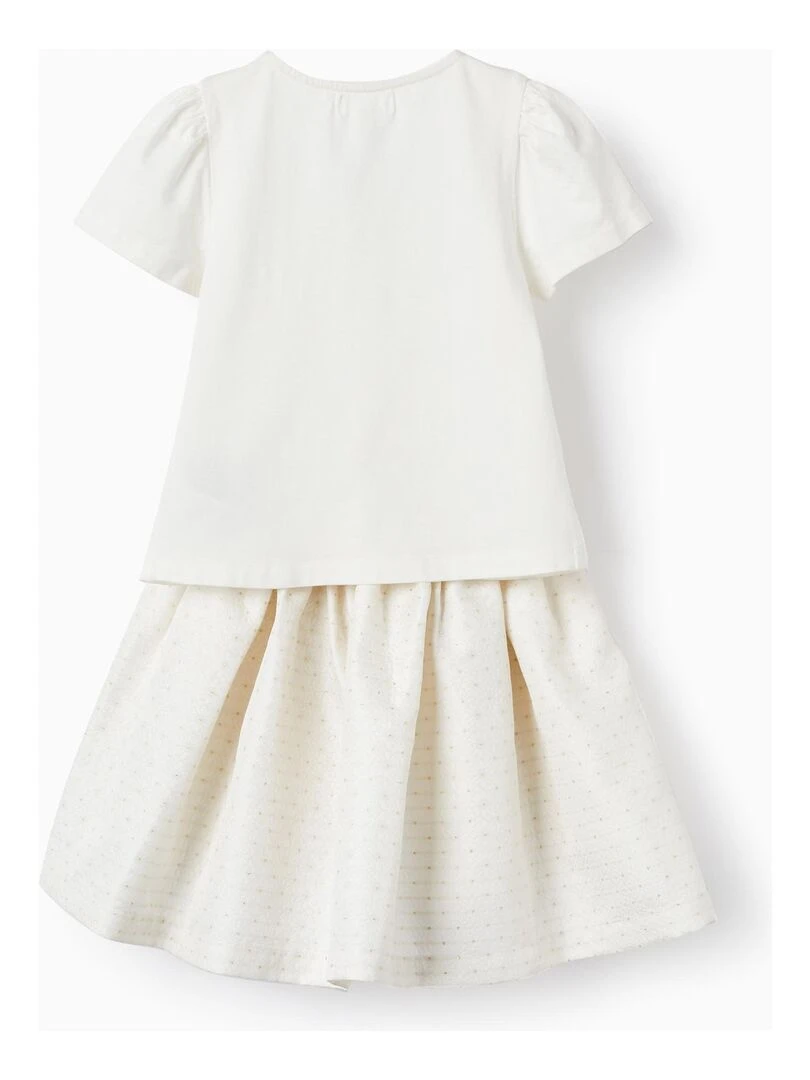 T shirt + Jupe pour Fille 'Belle et Unique' CÉRÉMONIE Blanc