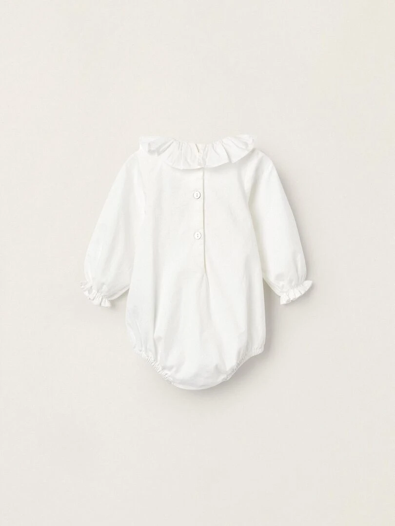 Body Blouse en coton pour nouveau né 'B&S' manches longues ATLANTIC COMPANY Blanc