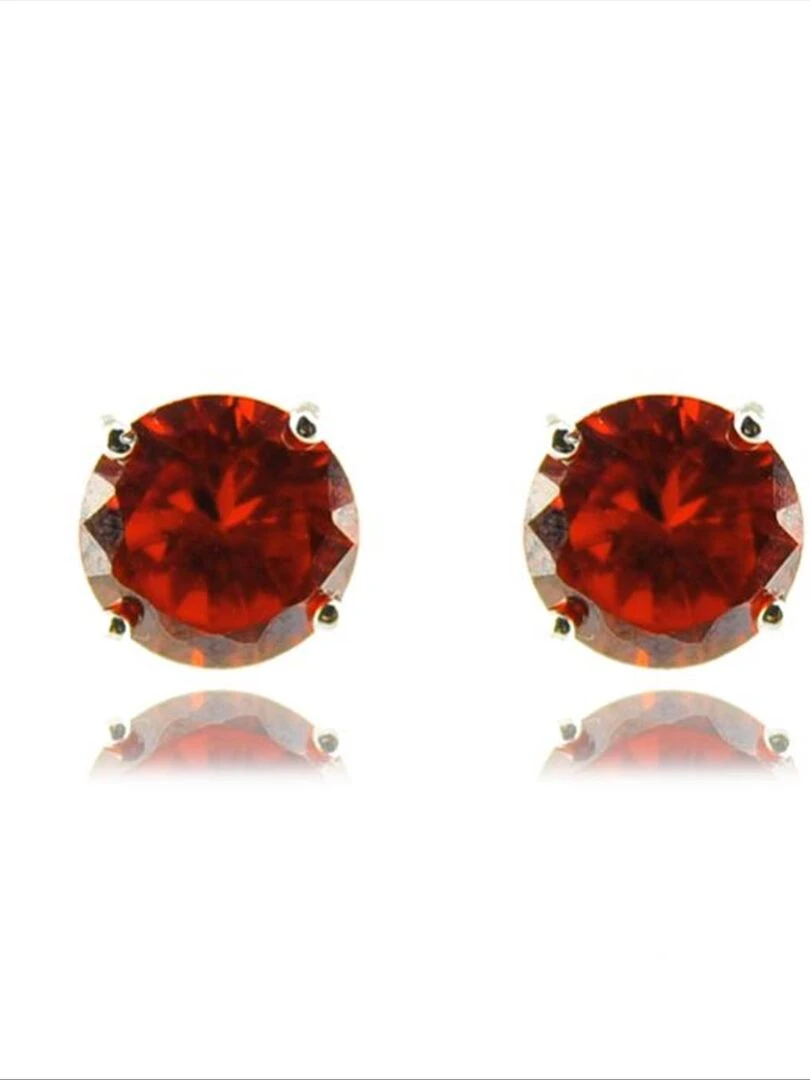 Boucles d'oreilles yedia en argent 925 et zircon rubis rhodié Rouge
