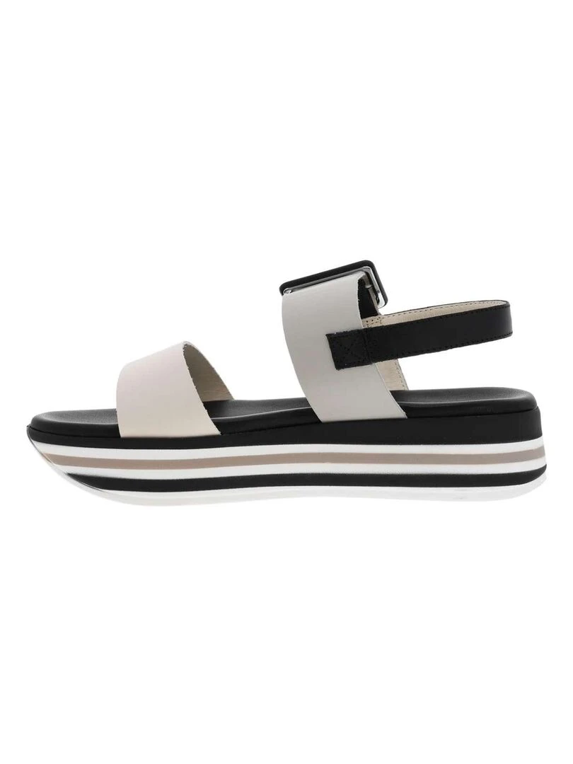 MARCO TOZZI   Nu pieds cuir talon compensé   Blanc Noir