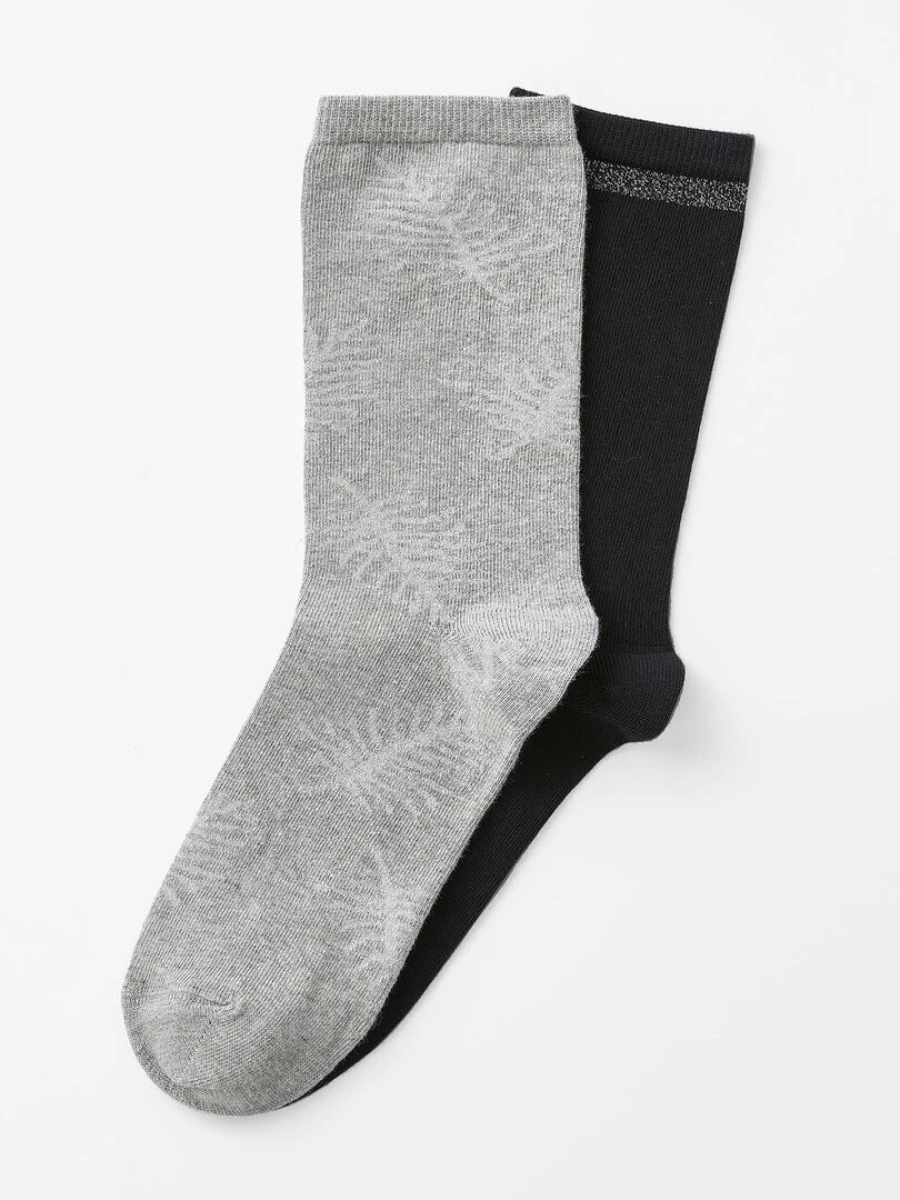 Lot de 2 paires de chaussettes motifs brillants Damart Gris chiné