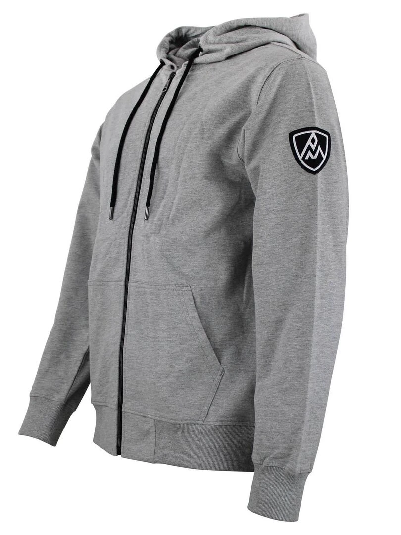 Sweat zippé à capuche homme CAGE   PEAK MOUNTAIN   Gris