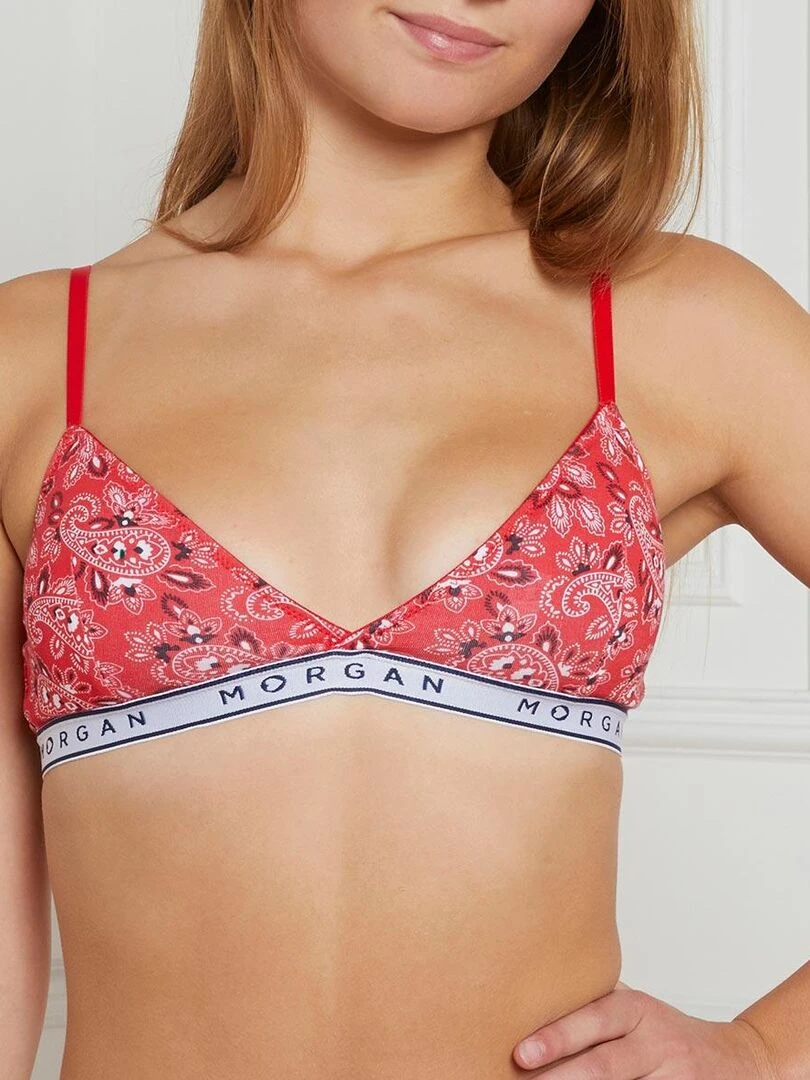 Soutien gorge triangle coques amovibles en coton ISA   Morgan Junior   Rouge