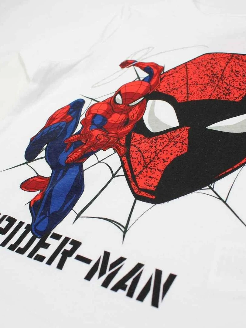 Disney   T shirt garçon imprimé Spiderman en coton   Blanc