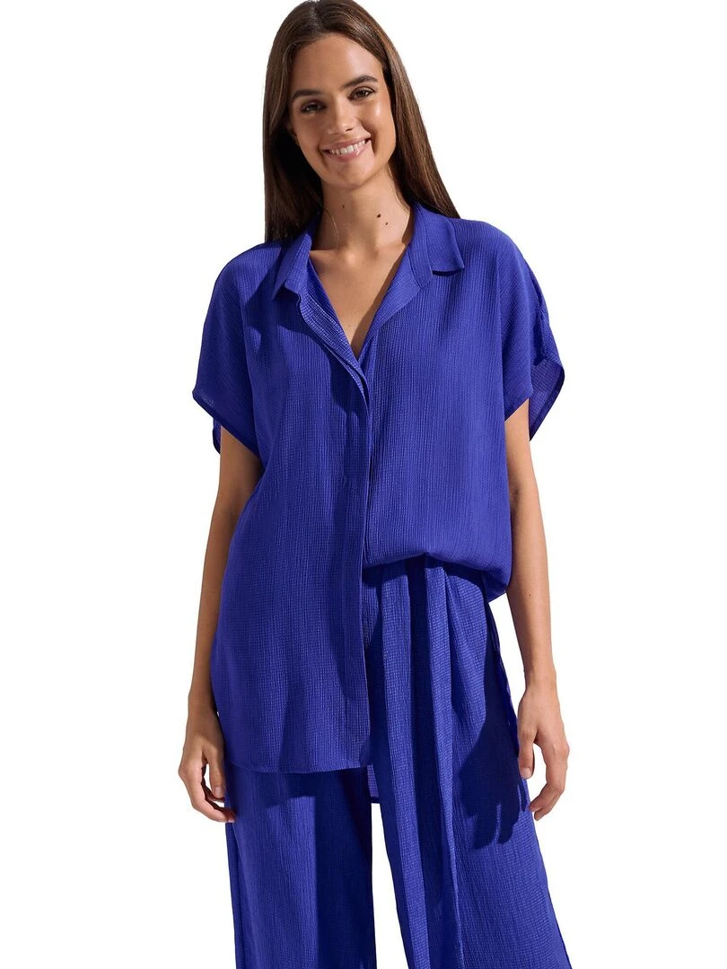 Chemise estivale manches courtes Japan Bleu