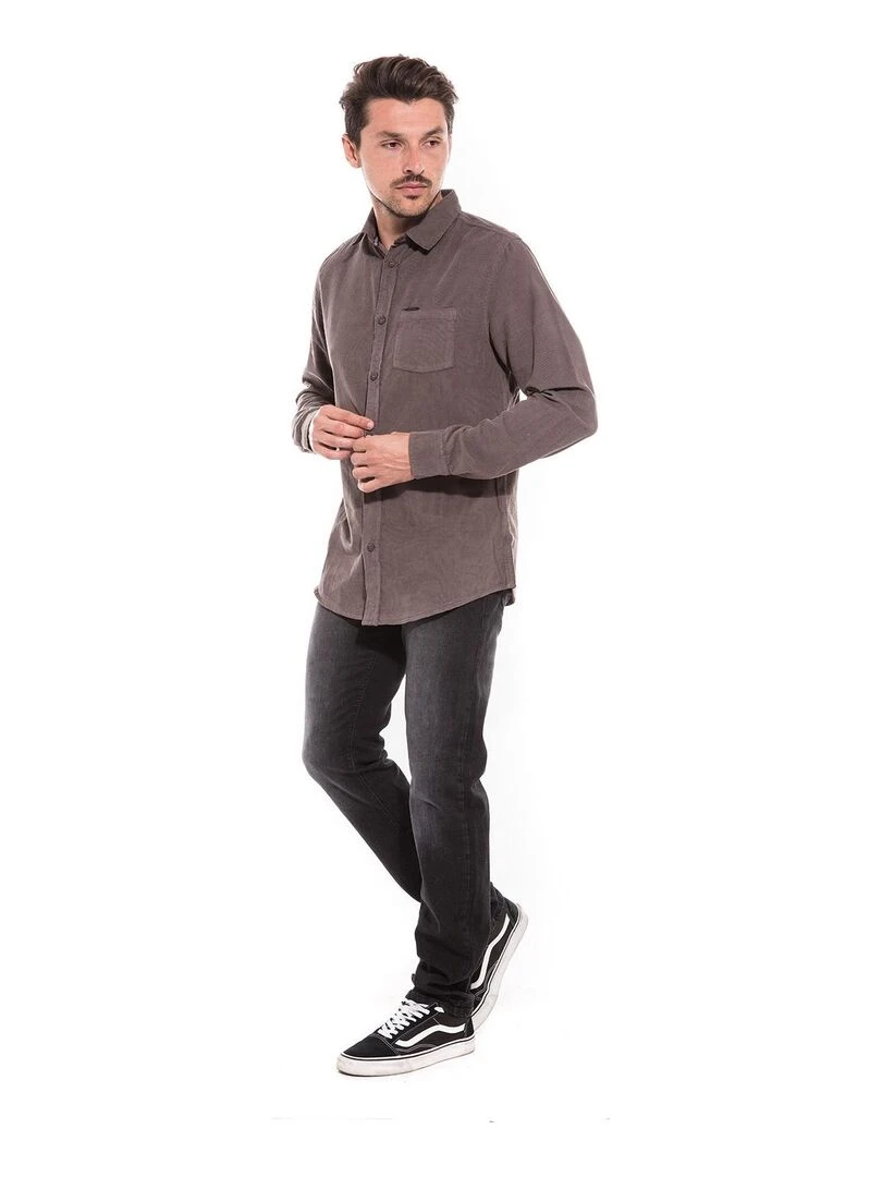 Chemise manches longues velours TOWEN   Kaki