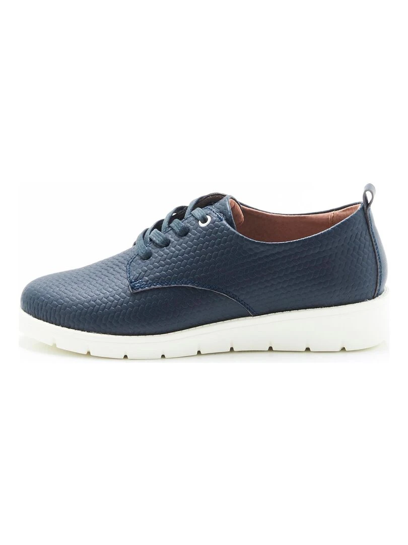Derbies légères dessus cuir reliéfé Amortyl Damart Bleu marine