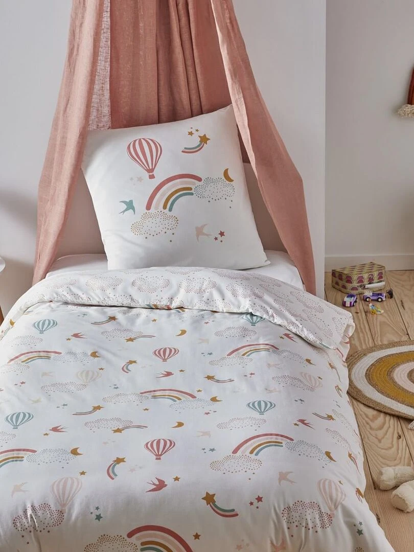 Future Home Parure de lit enfant en coton 57 fils imprimé blanc Blanc