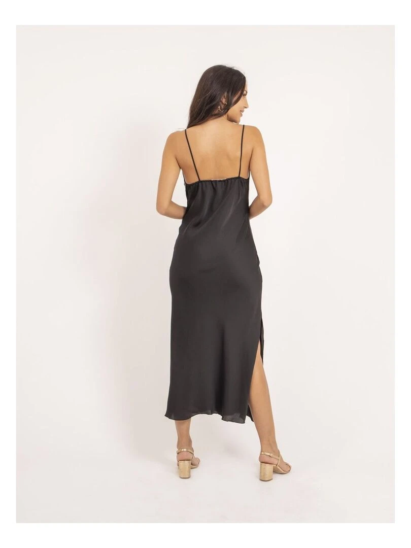 Robe longue satin ISAURIE Noir
