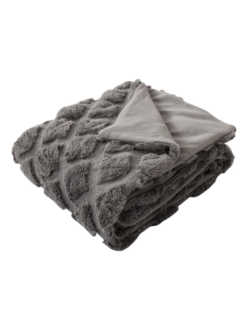 Plaid imitation fourrure doublé polaire Gris clair