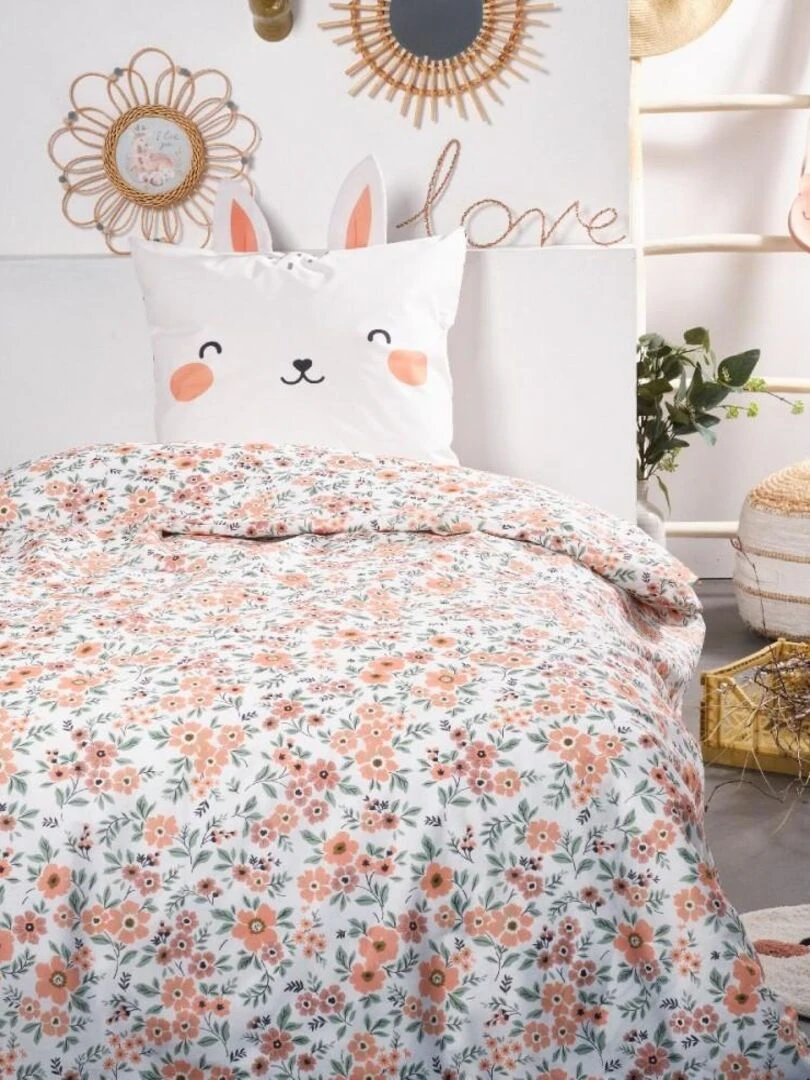 Housse de couette 140x200 Funny 2.4 + 1 taie 100% coton 57 fils Rose