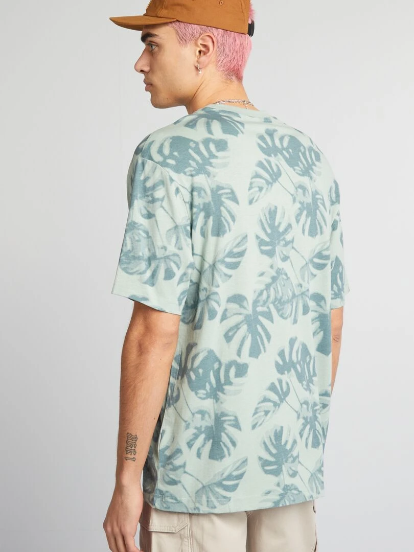 T shirt à col rond avec imprimé Vert