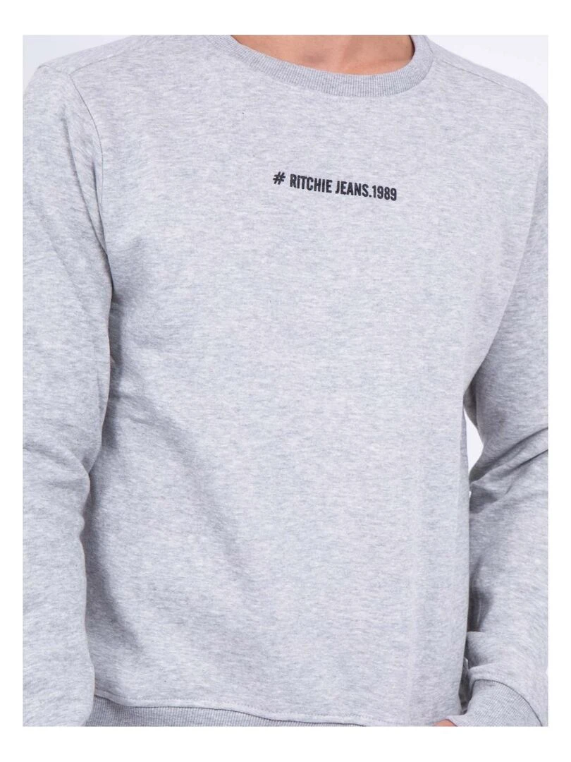 Sweat col rond WETTO   Gris chiné