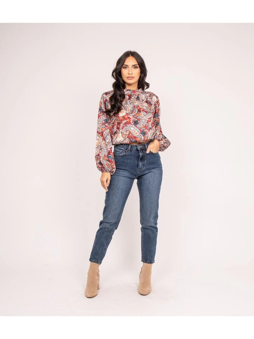 Blouse fluide motifs FABUS   Bordeaux