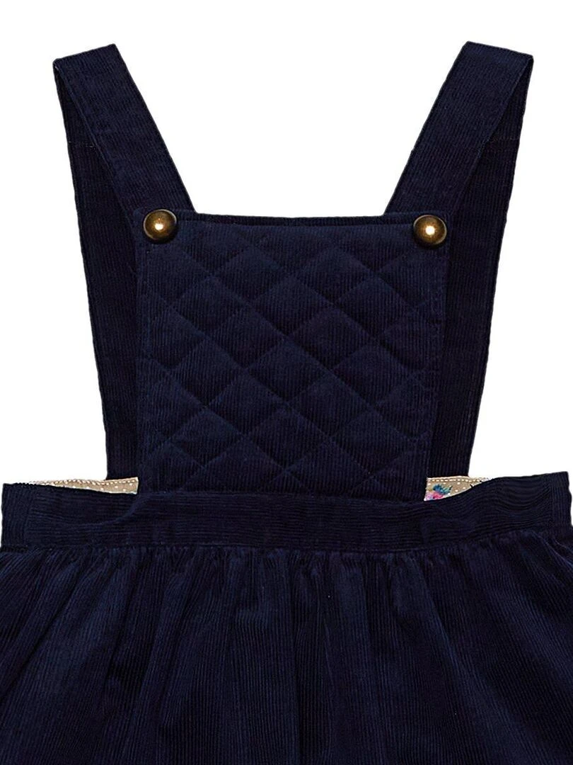 Robe Salopette Fille  Velours Bleu Marine  ECOLIÈRE   'LA FAUTE A VOLTAIRE'   Bleu marine