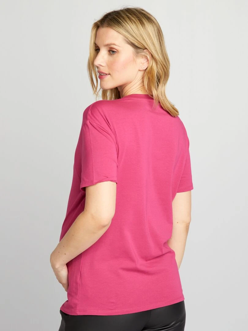 T shirt d'allaitement à ouvertures   Fuschia