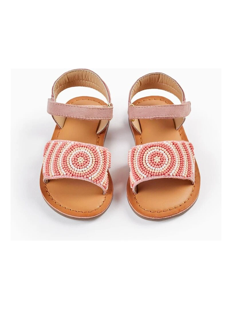 Sandales en cuir avec perles pour bébé fille SICILIAN DAYS Blanc