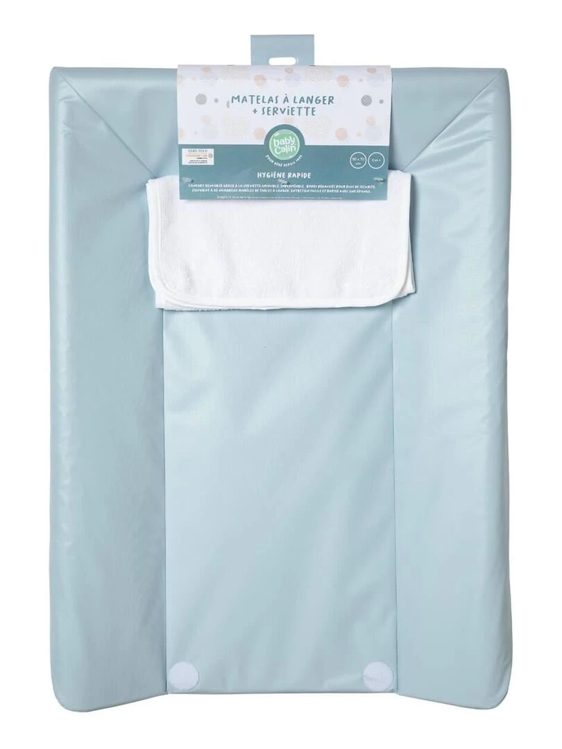 Matelas à langer Luxe + Serviette   Bleu Blanc