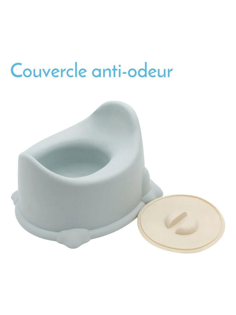 Lot de 4 pots de toilette pour bébé avec couvercle et poignée de transport   Monsieur Bébé   Bleu
