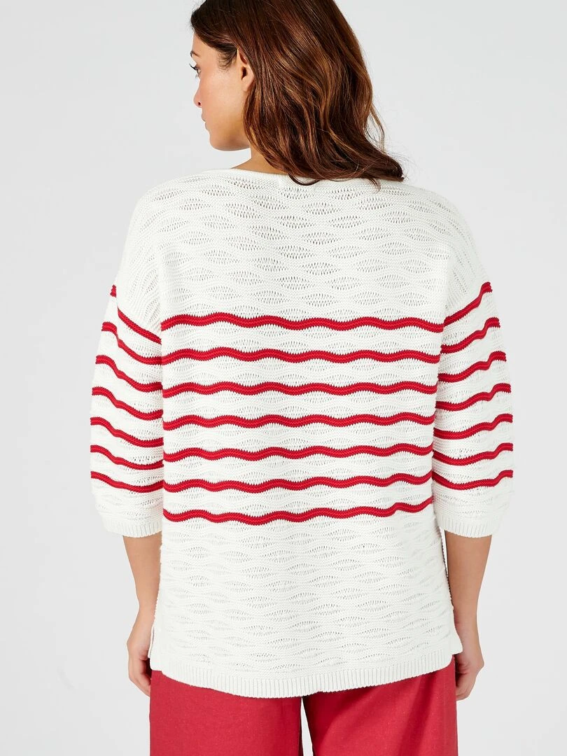 Pull à rayures   Damart   Rouge