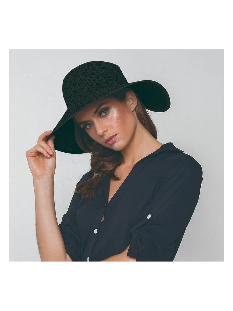 Chapeau souple/capeline Santorini Preto Upf50+ Noir