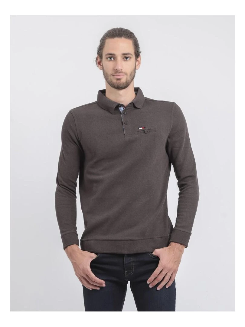 Pull fin col polo WAMITOL Gris foncé