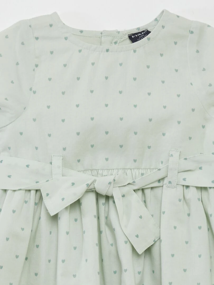 Robe à motifs avec ceinture à nouer Vert