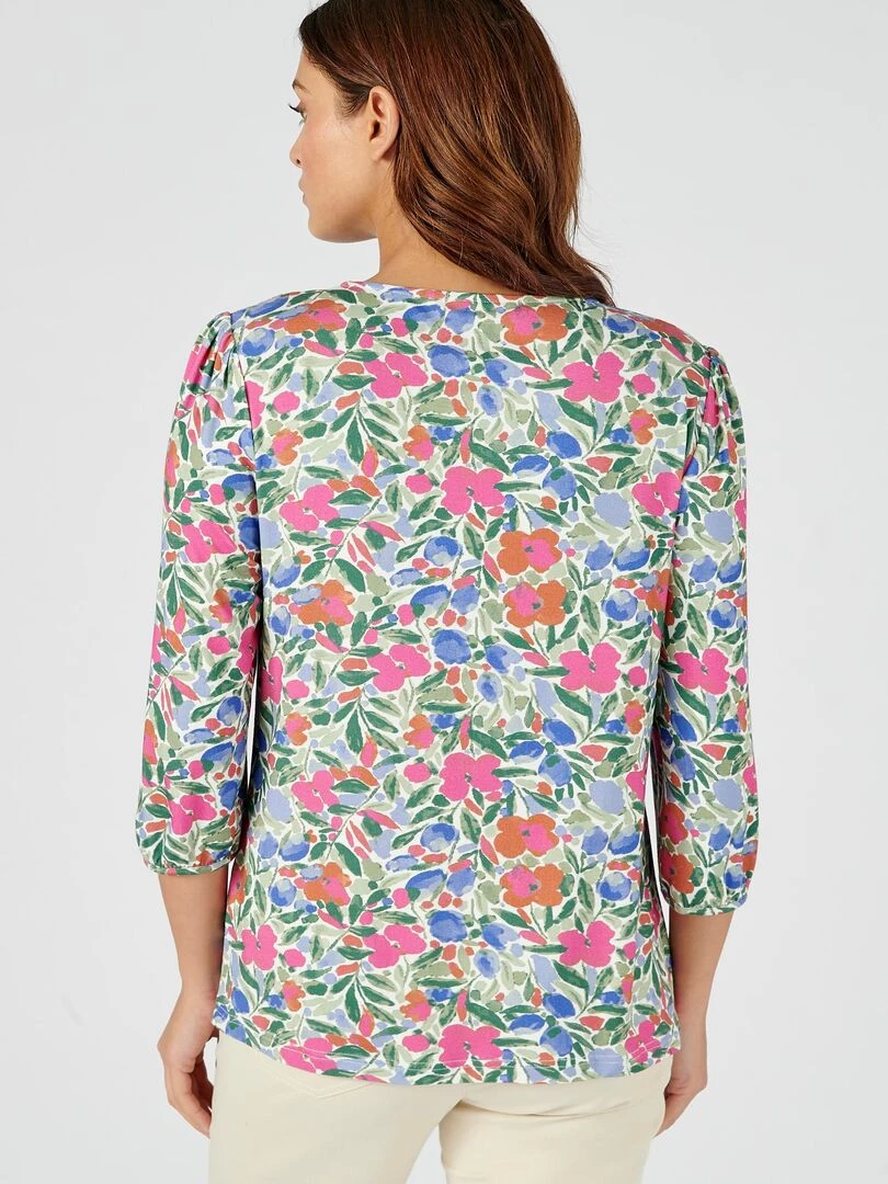 Blouse fluide imprimée manches 3/4 Lenzing(TM) EcoVero(TM)   Damart   Rose