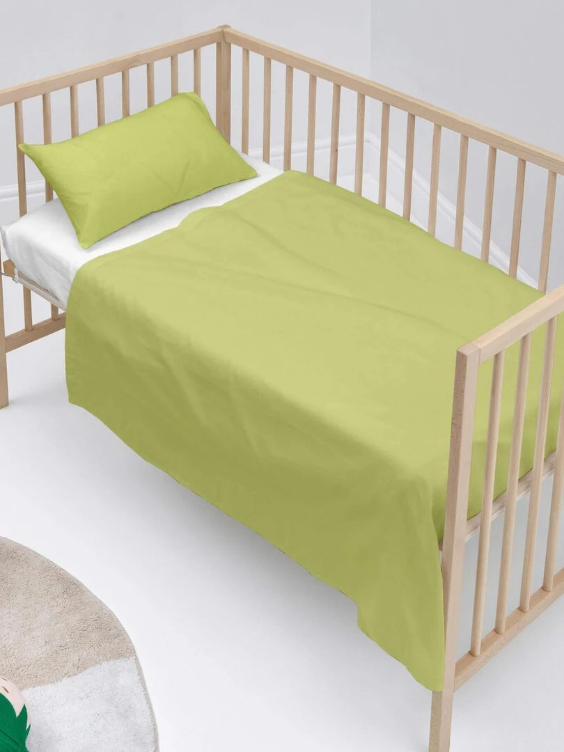 Parure de lit 2 pièces Basic Berceau "Happyfriday" Vert olive