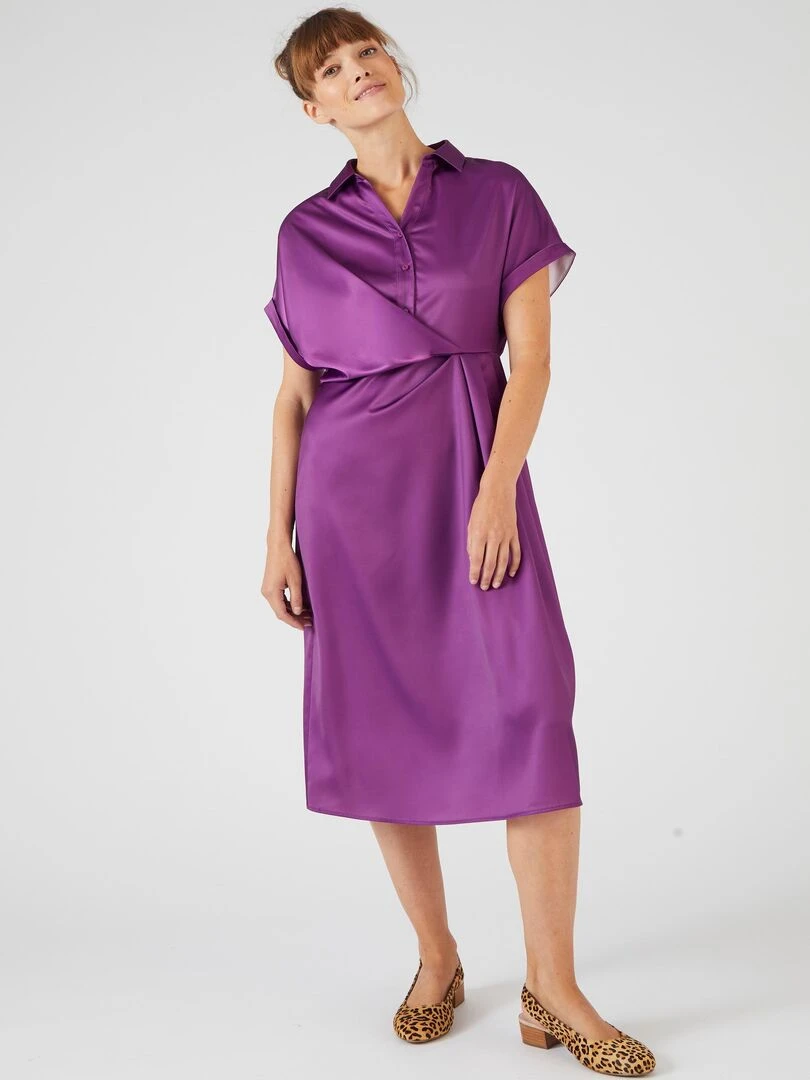 Robe drapée toucher soyeux   Damart   Violet