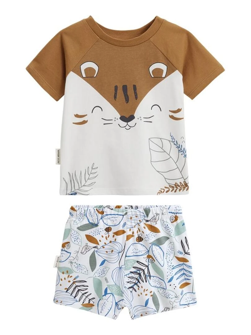 Pyjama enfant manches courtes Garden Party Camel