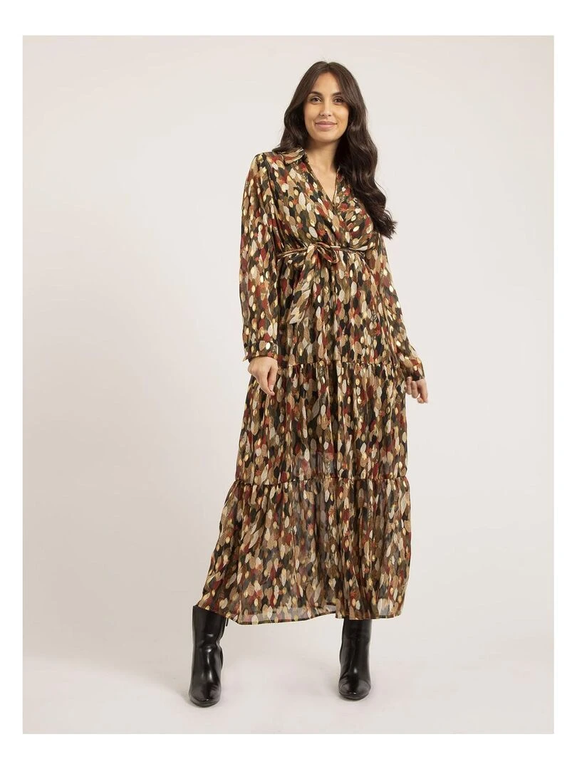 Robe longue motifs IDETTA Kaki