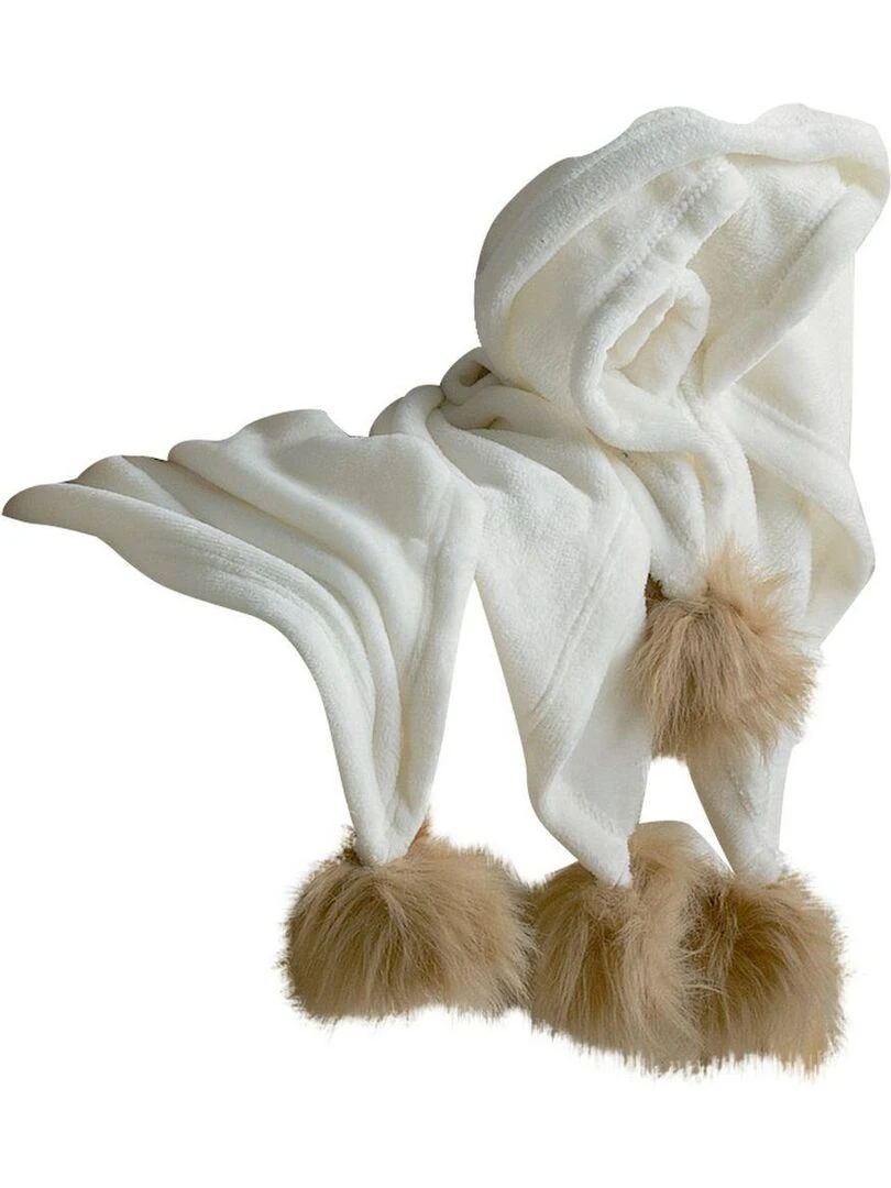 Plaid 120x150 cm Polyester Brushy   Blanc