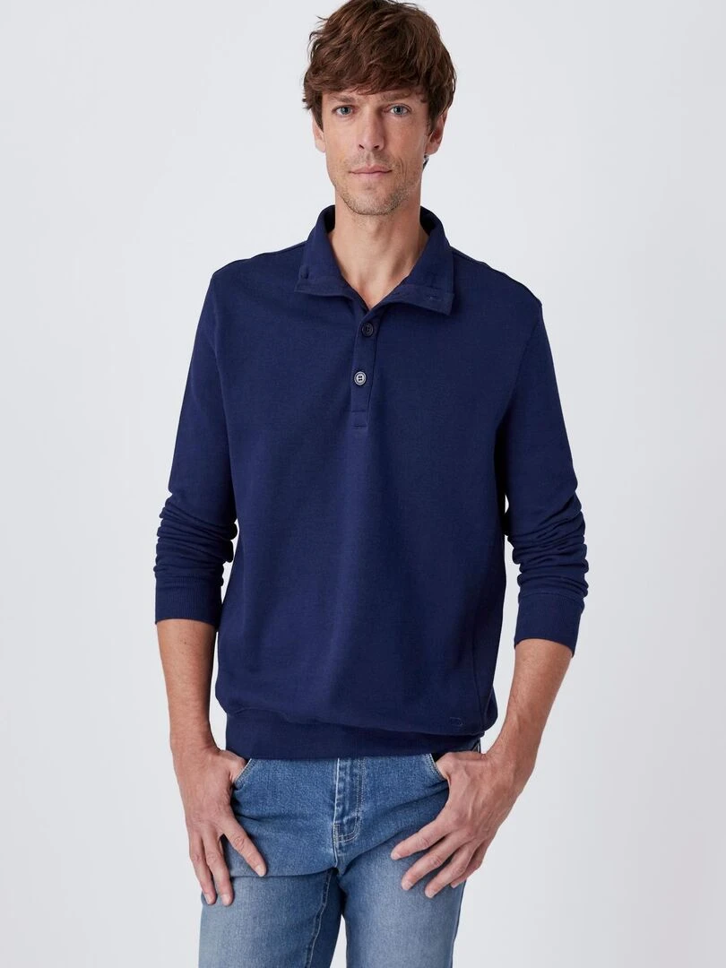 Sweat col montant molleton Damart Bleu