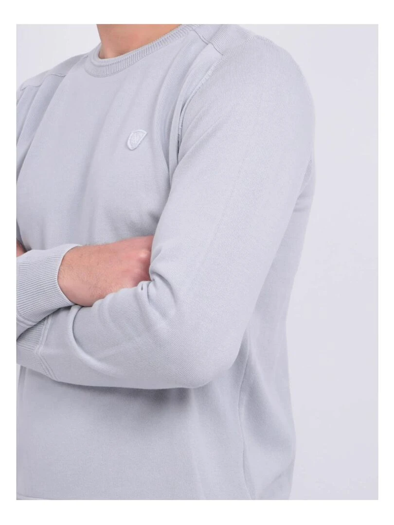 Pull fin col rond coton ARTHUR   Gris clair