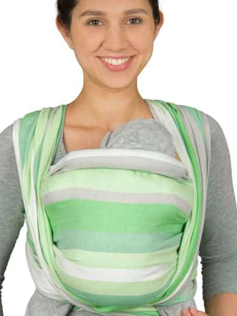 Hoppediz Écharpe de portage tissée Blanc Vert Gris