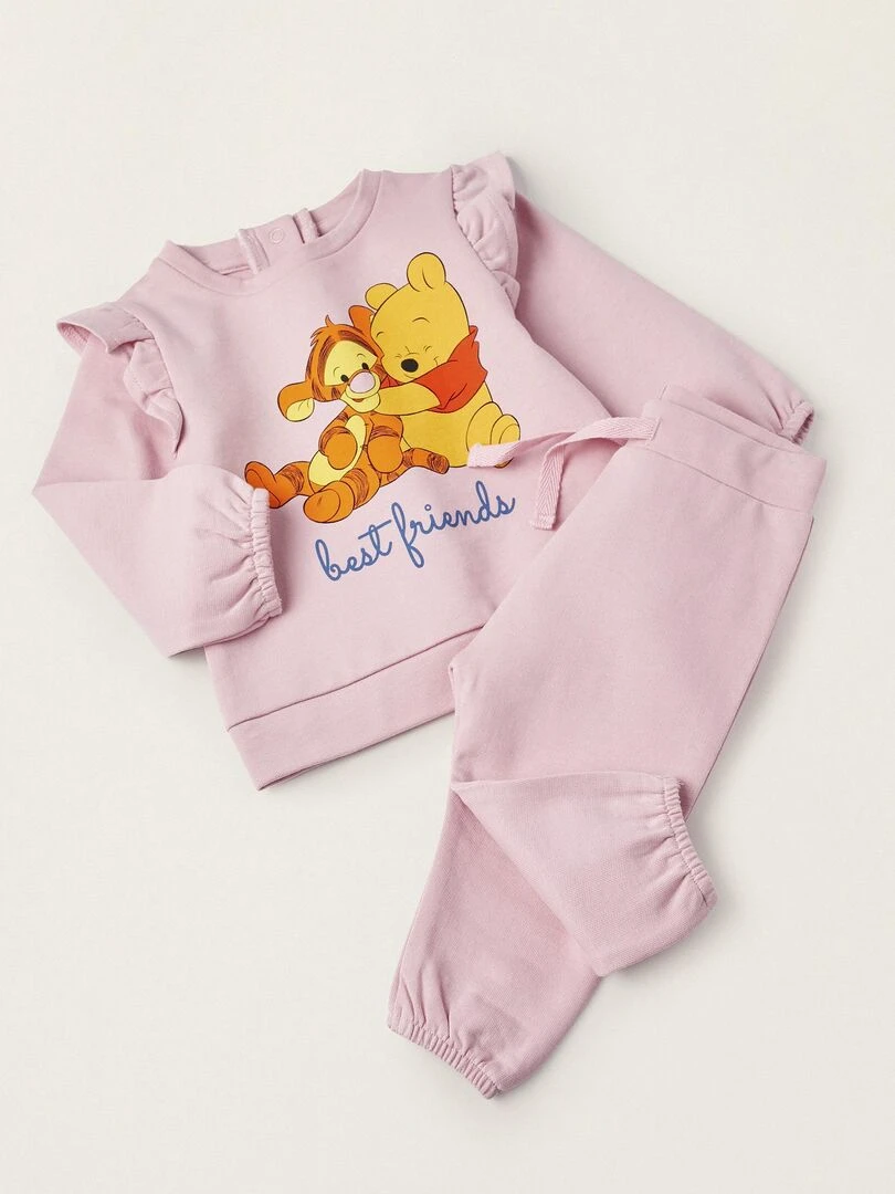 Sweat + Pantalon en Coton pour Nouveau Né 'Winnie The Pooh'  NATURE TAKEOVER   Rose