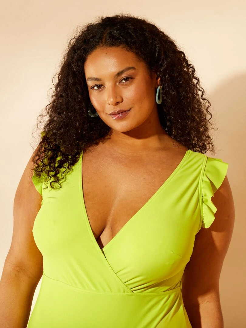 Maillot de bain à volants   1 pièce   Jaune