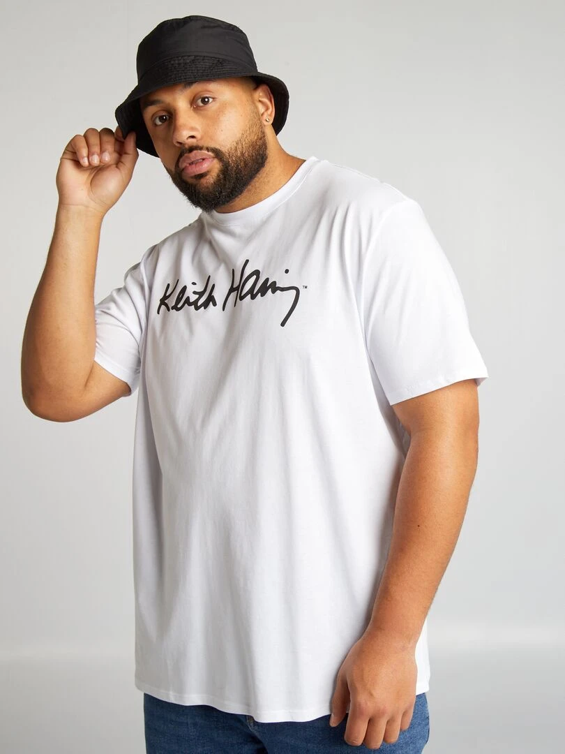 Tee shirt 'Keith Haring' à col rond   noir