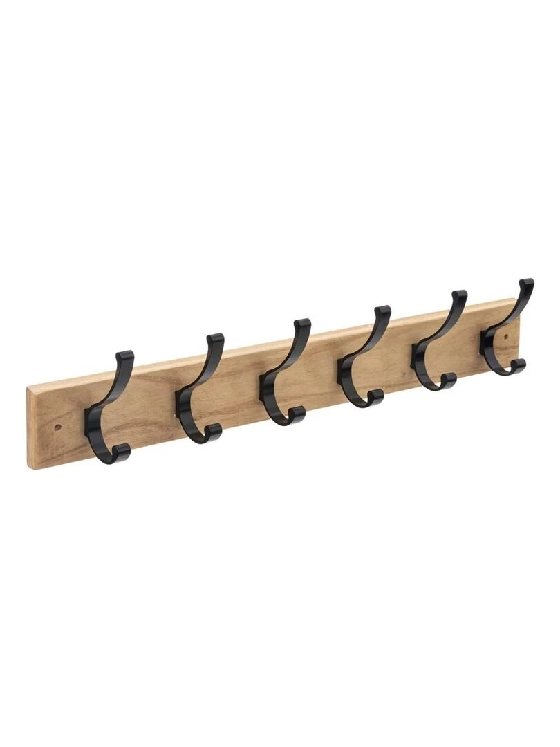Patère 6 têtes bois naturel et noir Beige