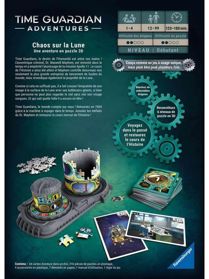 Puzzle 3D 216 pièces : Time Guardian Adventures : Chaos sur la Lune   N/A