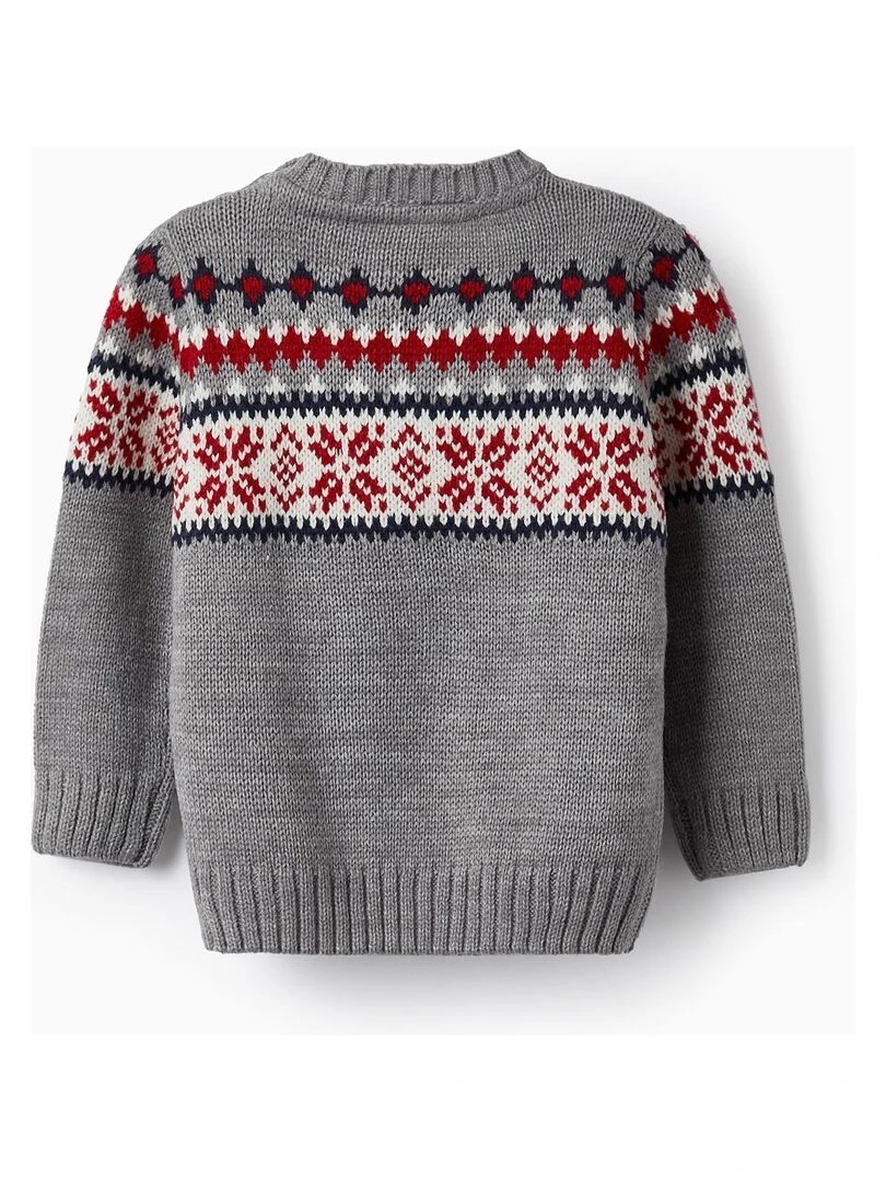 Pull en Maille Jacquard pour Bébé Garçon NOËL Gris
