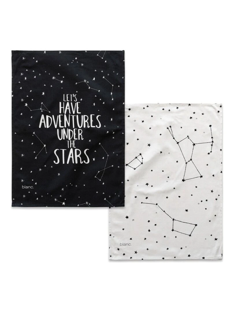 Torchon (2 pièces) Constellation "Happyfriday"   Blanc