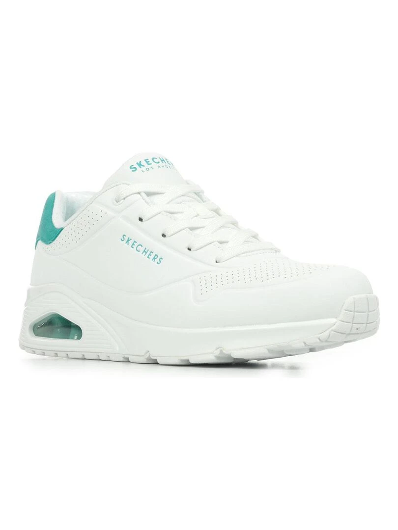 Baskets Skechers Uno Pop Back Blanc Bleu ciel