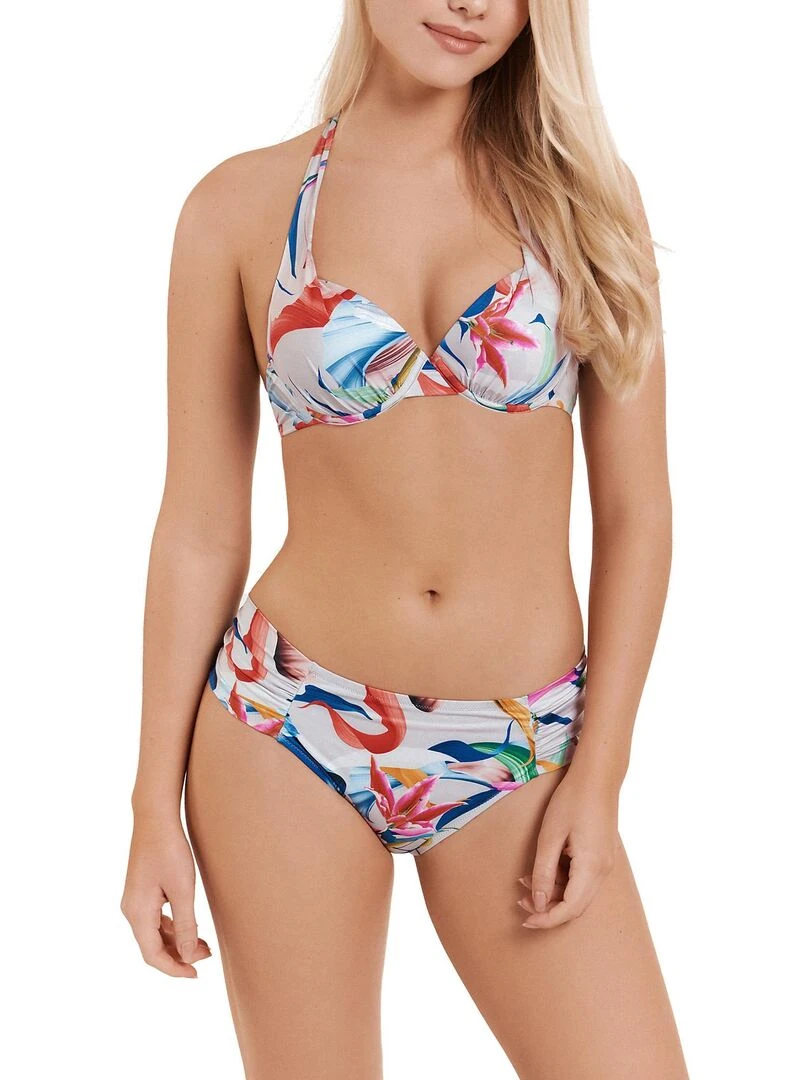 Bas maillot slip de bain taille haute Nice   Gris clair