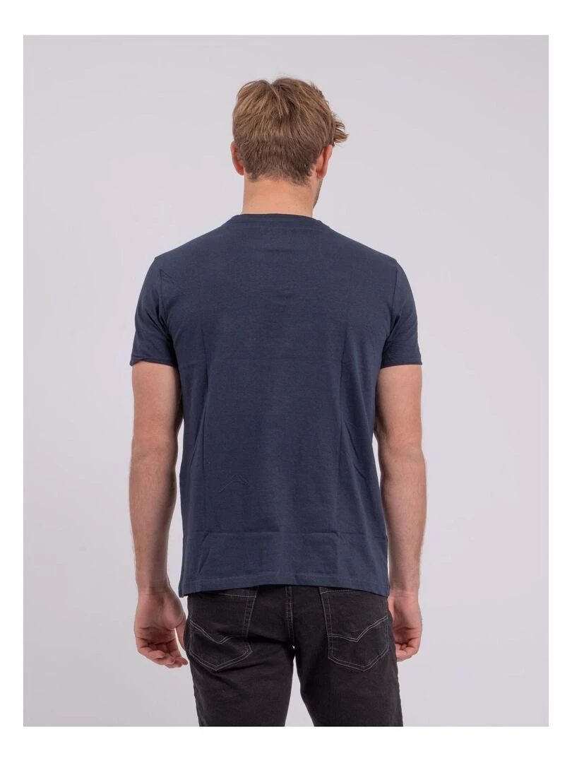 T shirt col rond pur coton NABARZU   Bleu marine