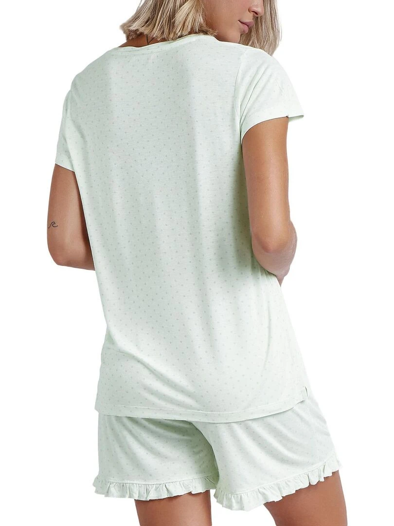 Pyjama short t shirt Good Night Vert