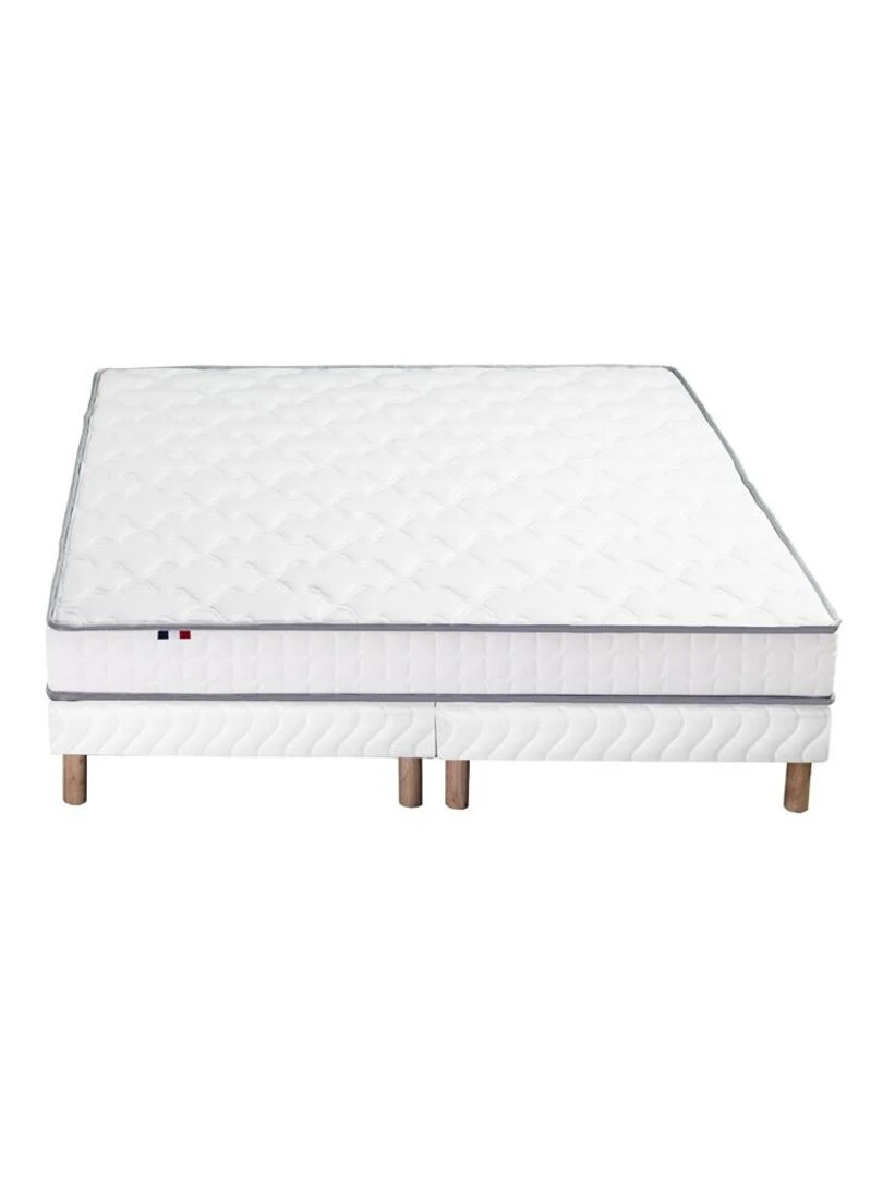 Ensemble Matelas 100% latex 3 zones PURE + Sommier Fabriqué en France   Sommier Blanc   Blanc