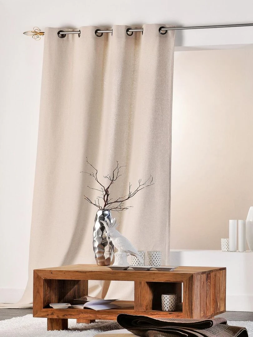 Rideau en Coton et Lin Uni XXL Beige