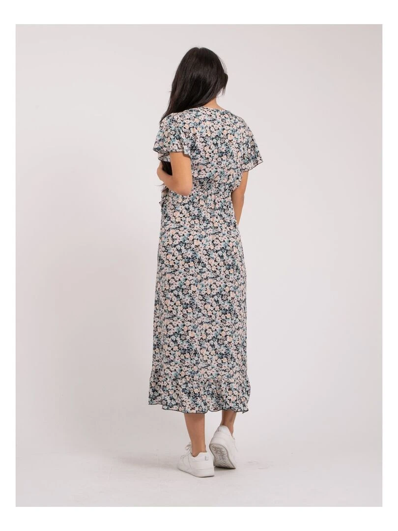 Robe longue portefeuille motifs IDOLE Bleu